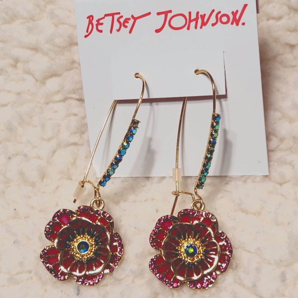 Betsey Johnson poppy flower earrings